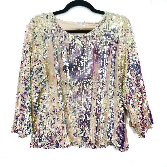 Q+A sequence shimmer New Year’s Eve blouse L18 - Picture 1 of 6